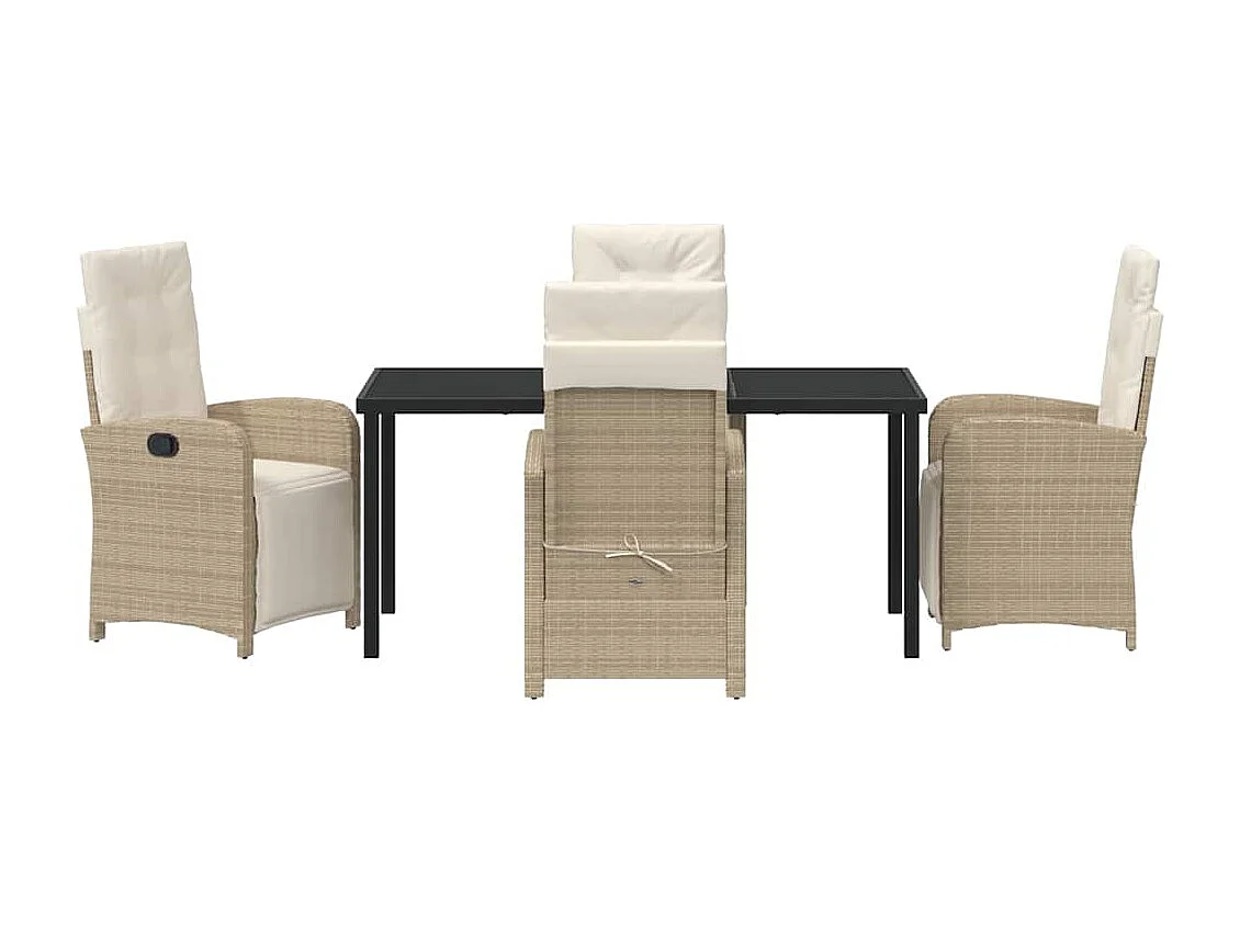 5-delige tuinset met beige synthetische rotan kussens