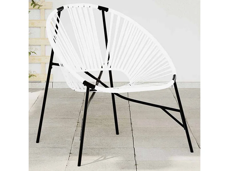 Chaise œuf de jardin noir et blanc résine tressée