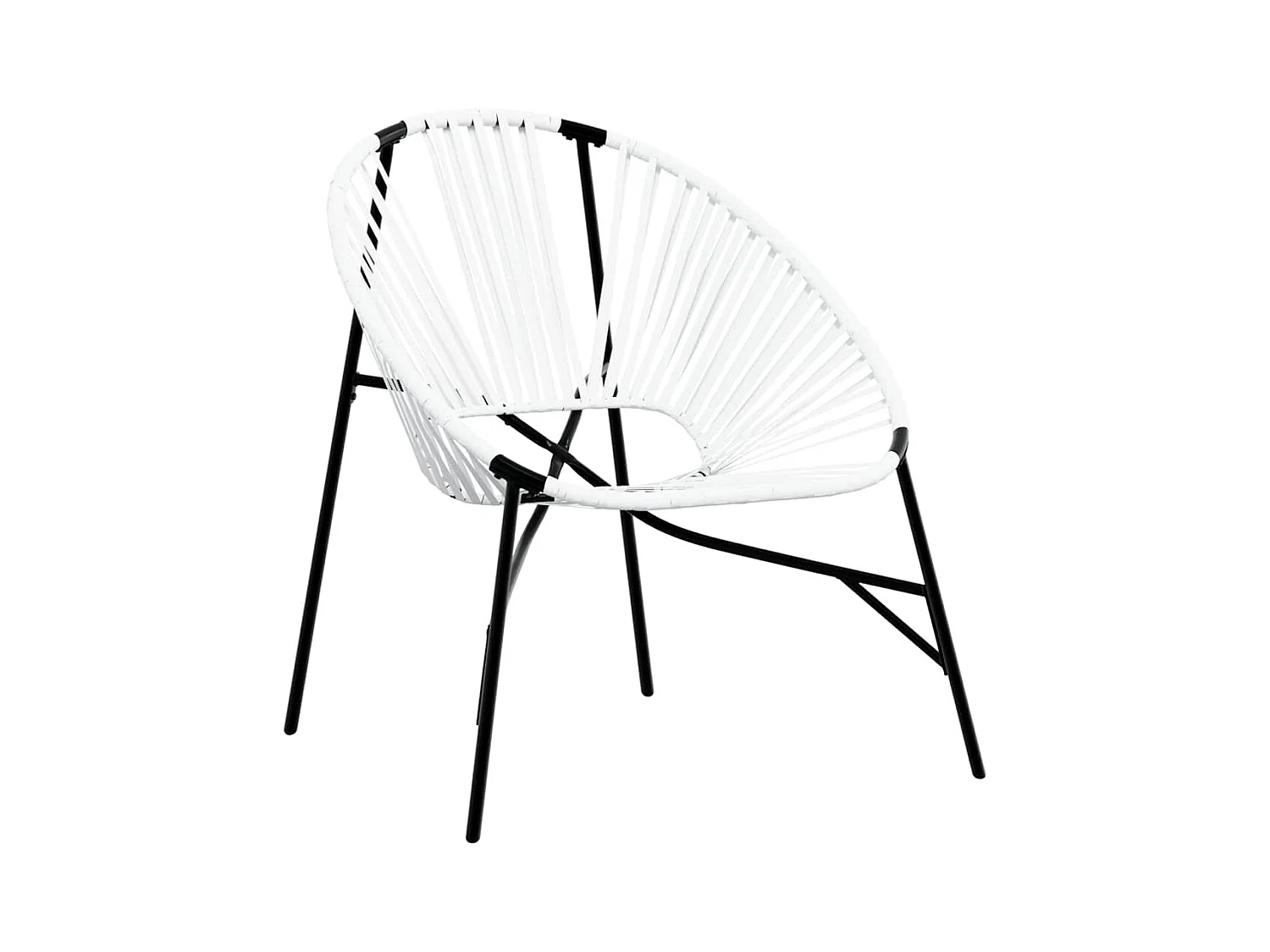 Chaise œuf de jardin noir et blanc résine tressée