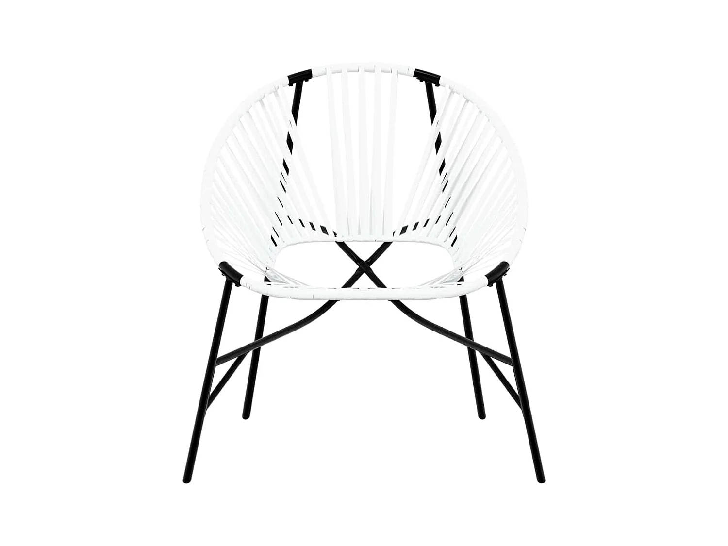 Chaise œuf de jardin noir et blanc résine tressée