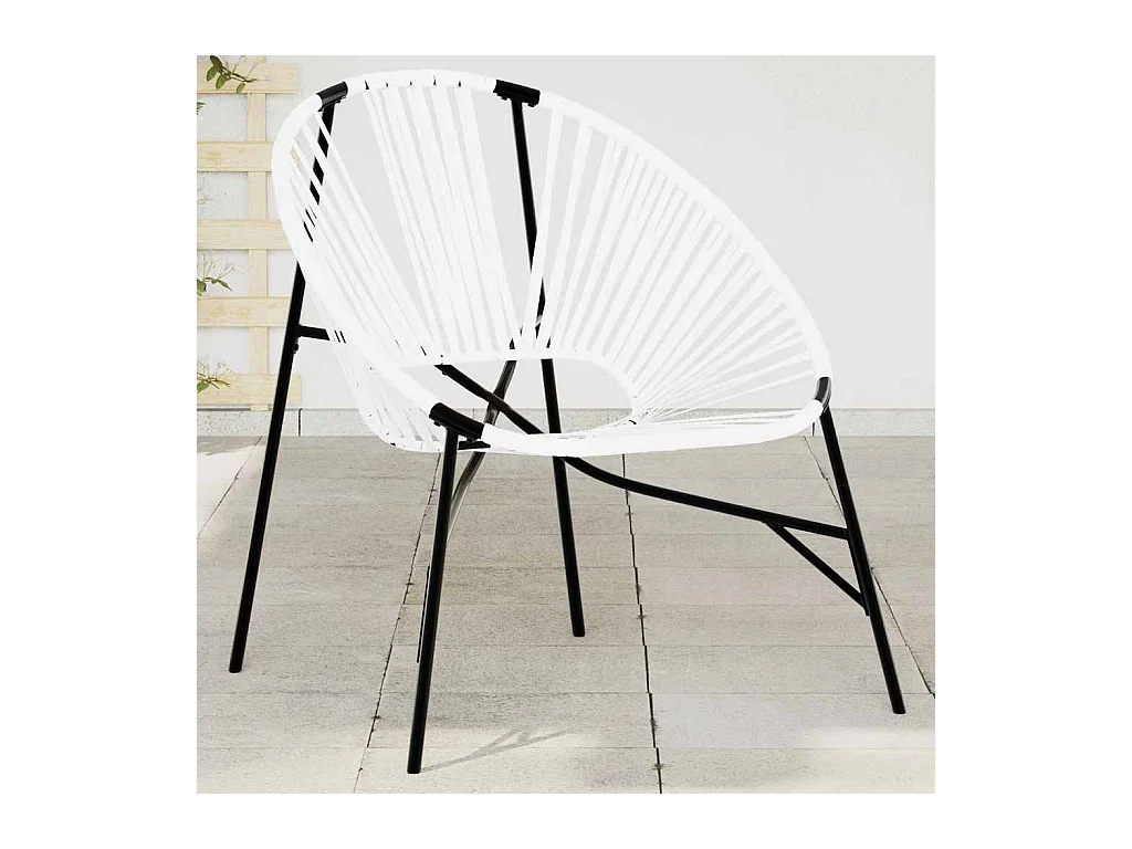 Silla de jardín en forma de huevo, en blanco y negro, de resina tejida