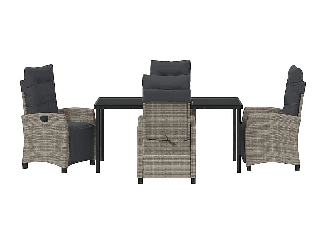 Set da pranzo da giardino in polyrattan grigio da 5 pezzi