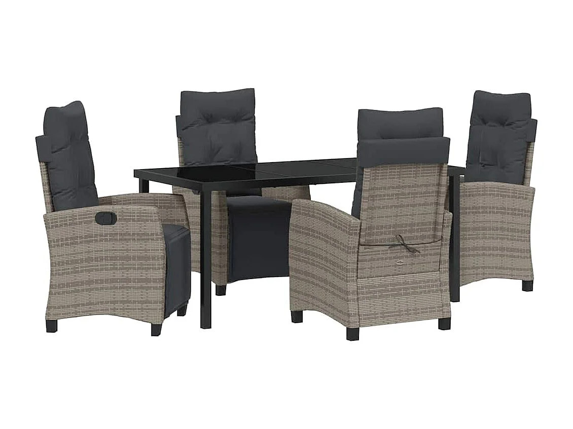 Ensemble de salle à manger de jardin de 5 pièces en rotin poly gris