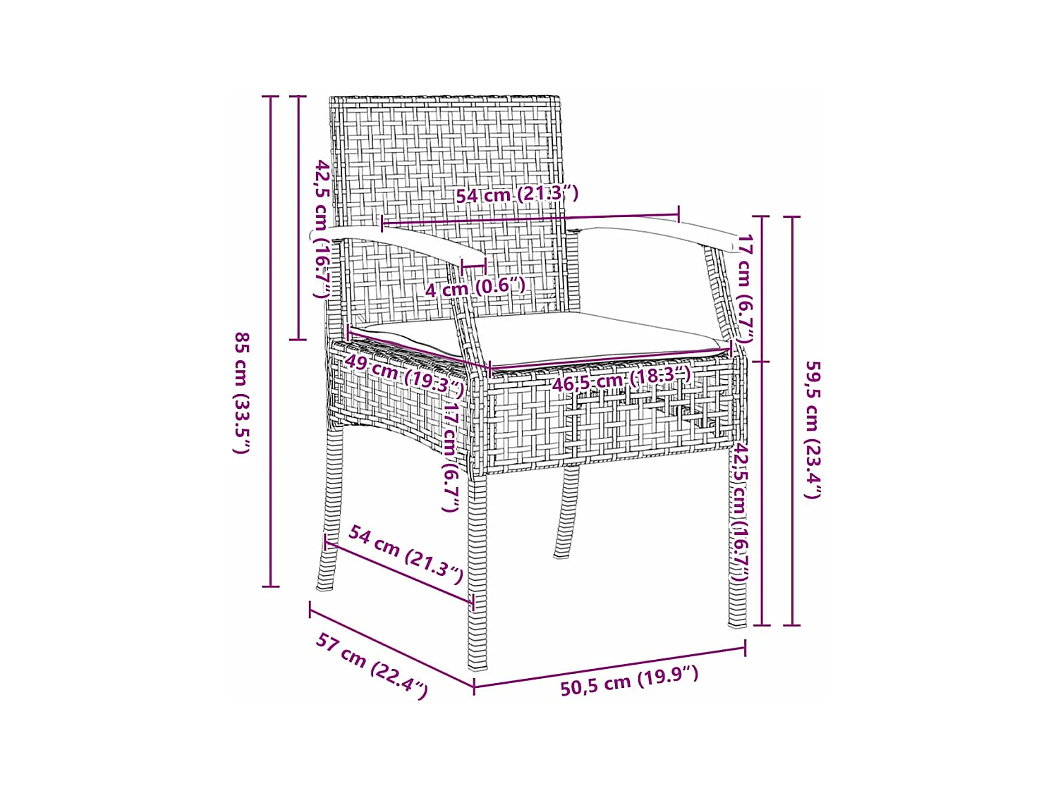 Set da pranzo da giardino 5 pezzi con cuscini in rattan sintetico grigio