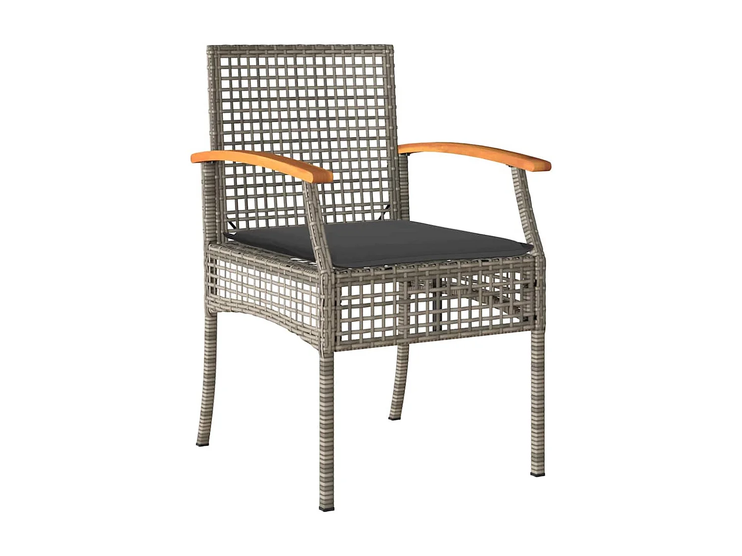 Ensemble de salle à manger de jardin 5 pièces avec coussins en rotin synthétique gris