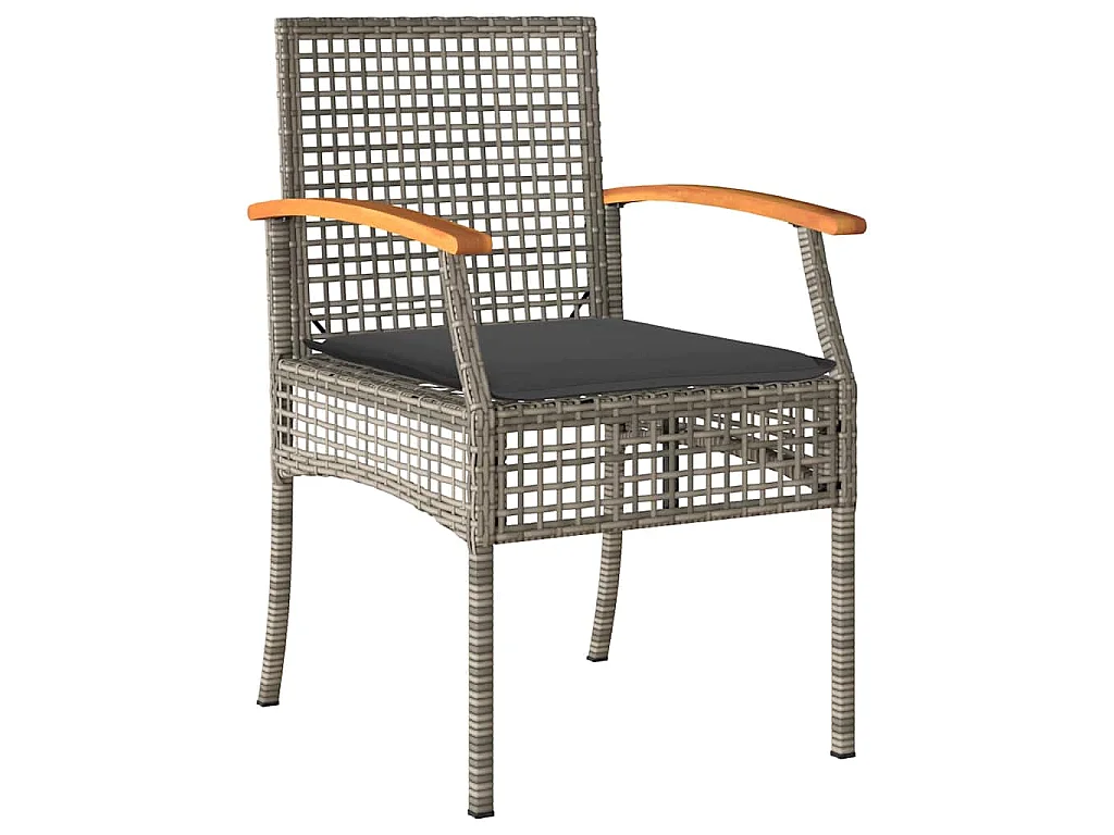 Ensemble de salle à manger de jardin 5 pièces avec coussins en rotin synthétique gris