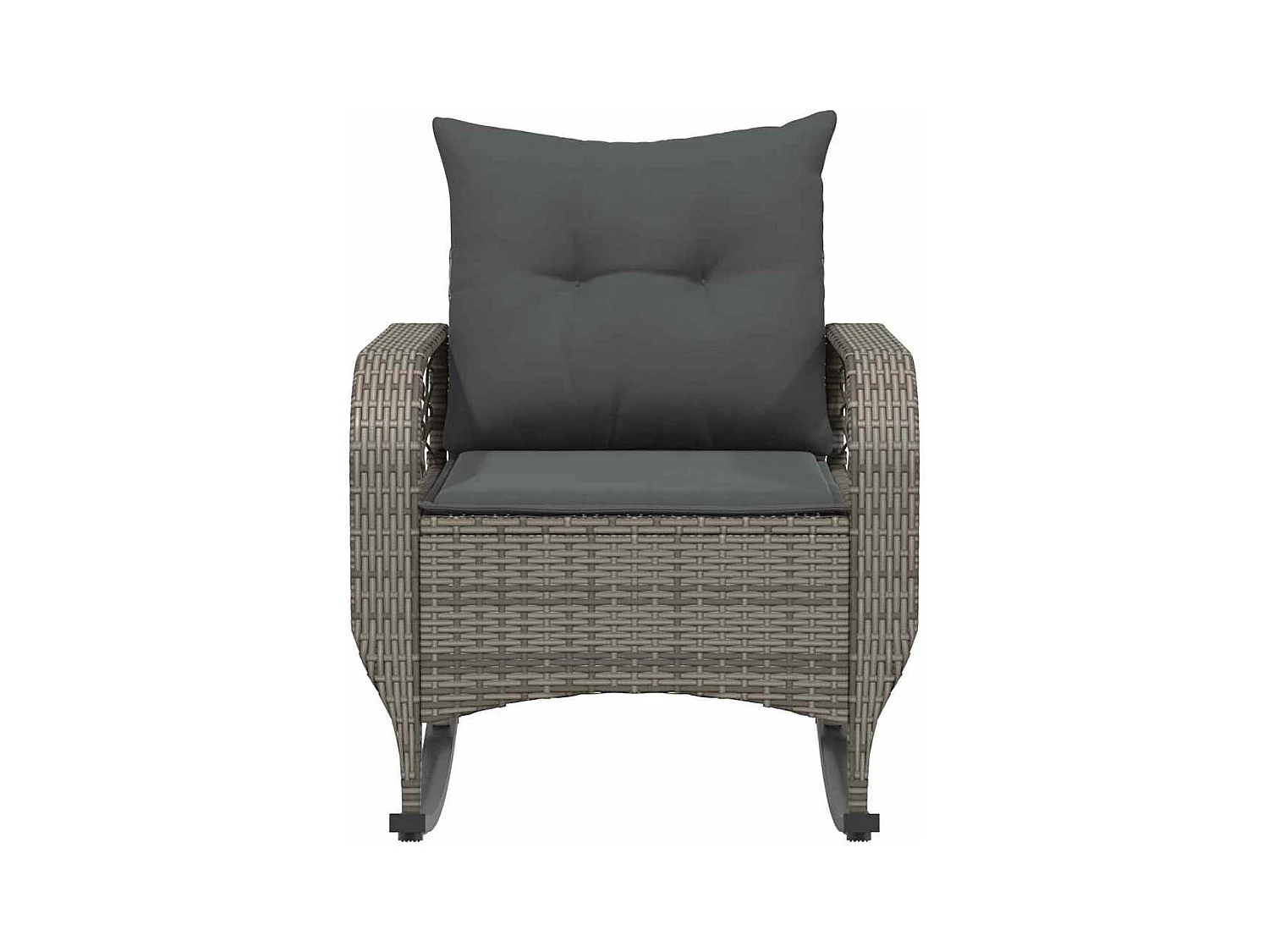 Tuinschommelstoel met grijze kunsthars rieten kussens