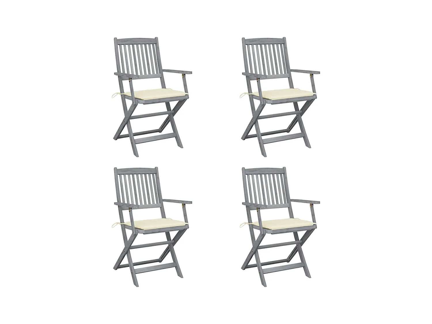 Juego de 4 sillas plegables para exterior y cojines de madera de acacia
