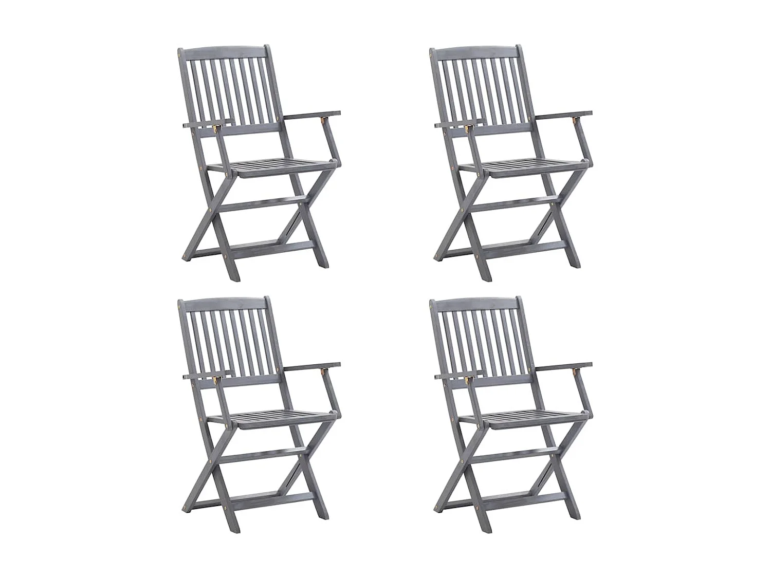 Chaises pliables d'extérieur lot de 4 et coussins Bois d'acacia