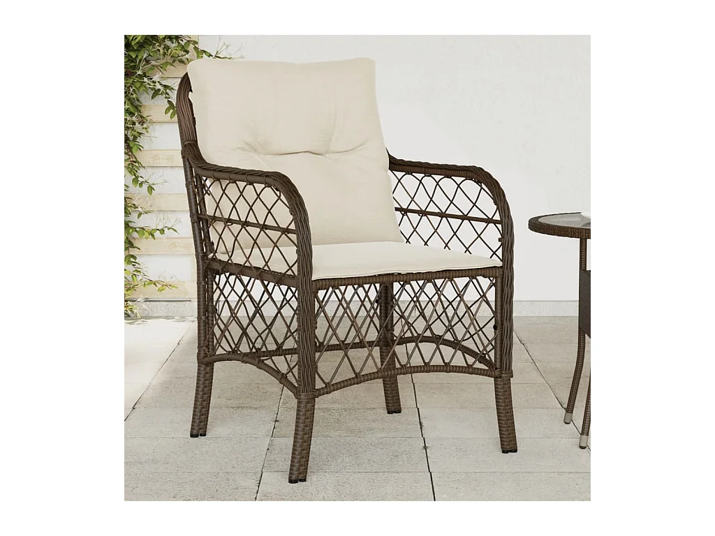 Tuinstoelen met kussens, set van 2, bruin, gevlochten hars