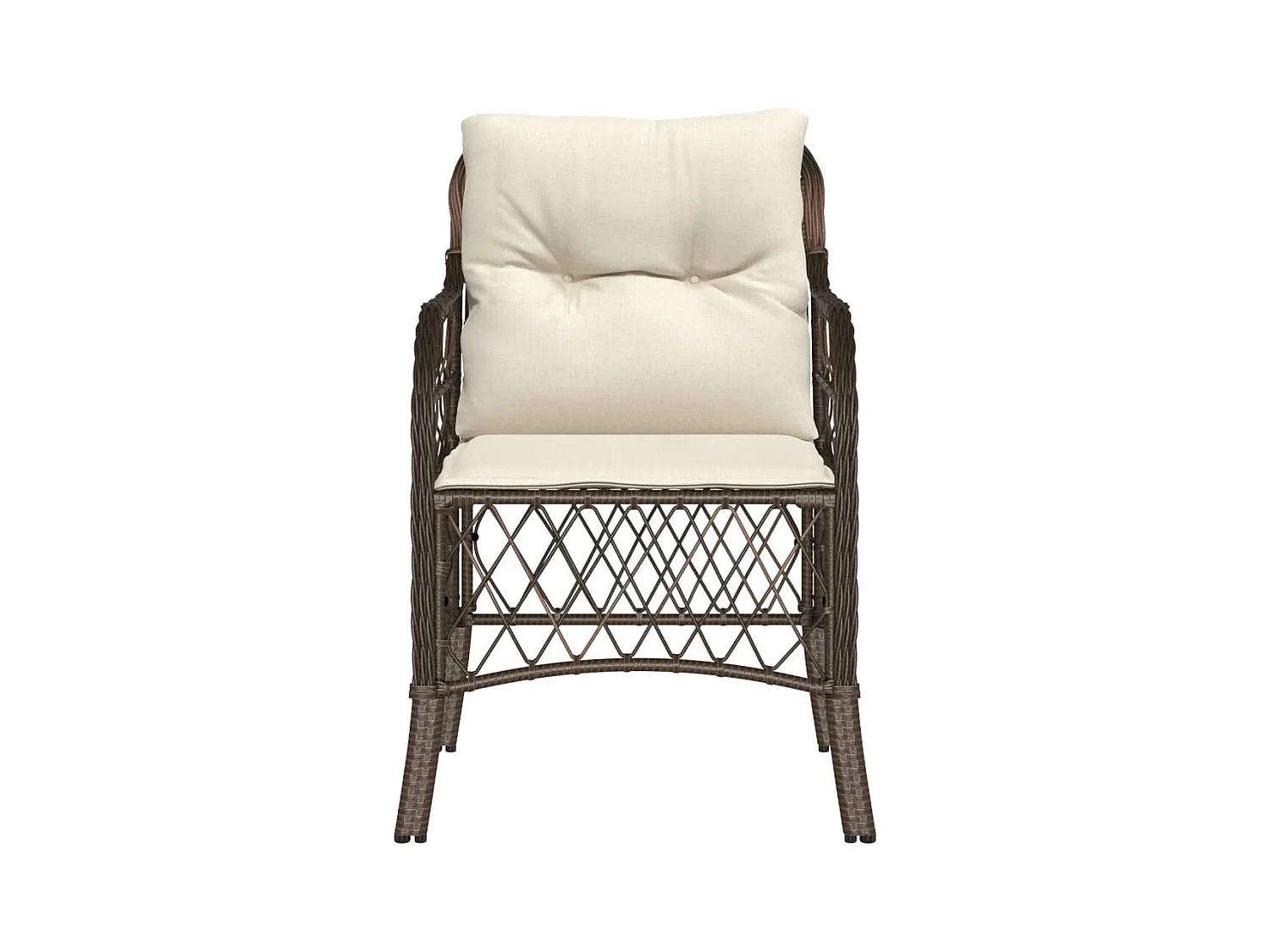 Tuinstoelen met kussens, set van 2, bruin, gevlochten hars