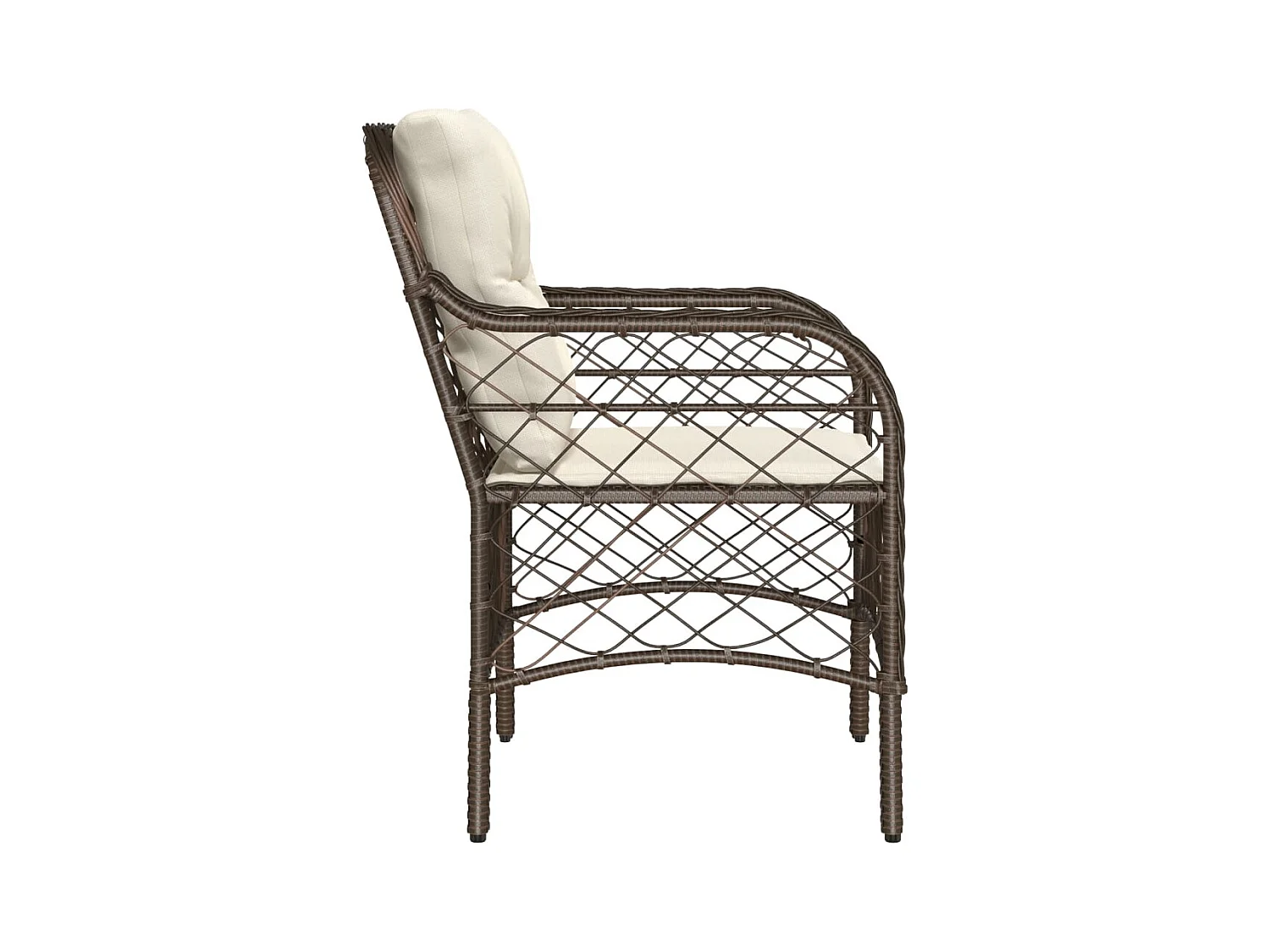 Tuinstoelen met kussens, set van 2, bruin, gevlochten hars