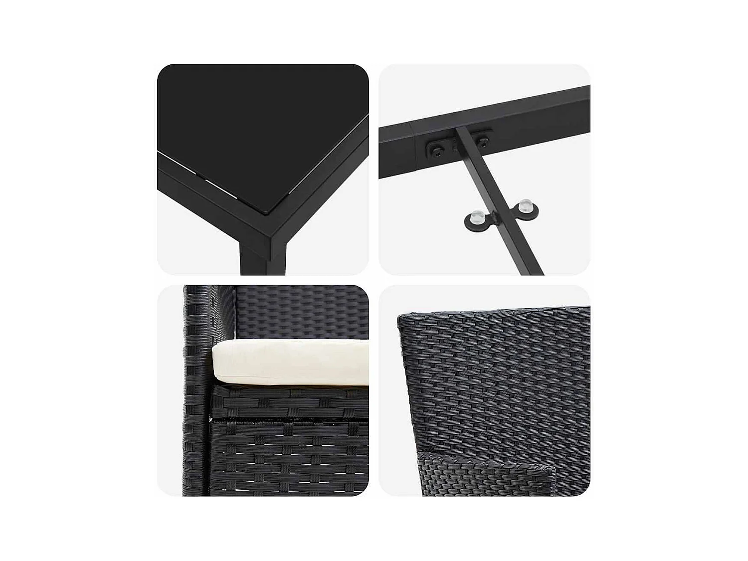 5-teiliges Garten-Essset schwarzes Polyrattan