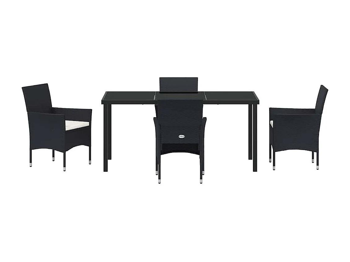 5-teiliges Garten-Essset schwarzes Polyrattan