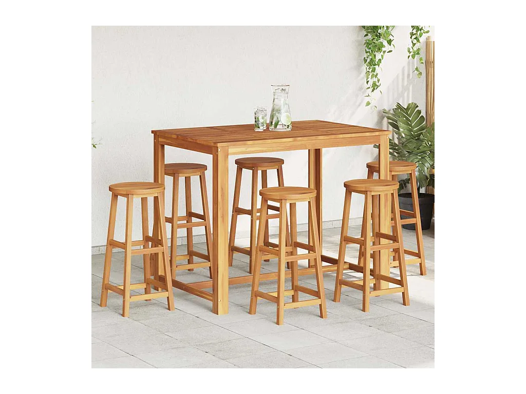 Set di 6 sgabelli da bar in legno massello di acacia