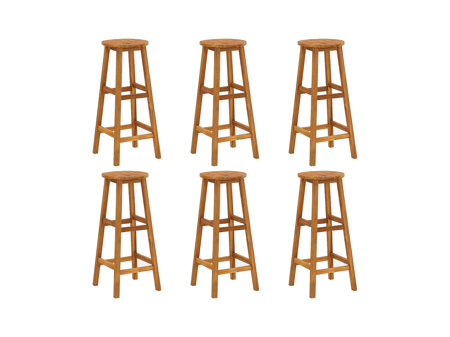 Set di 6 sgabelli da bar in legno massello di acacia
