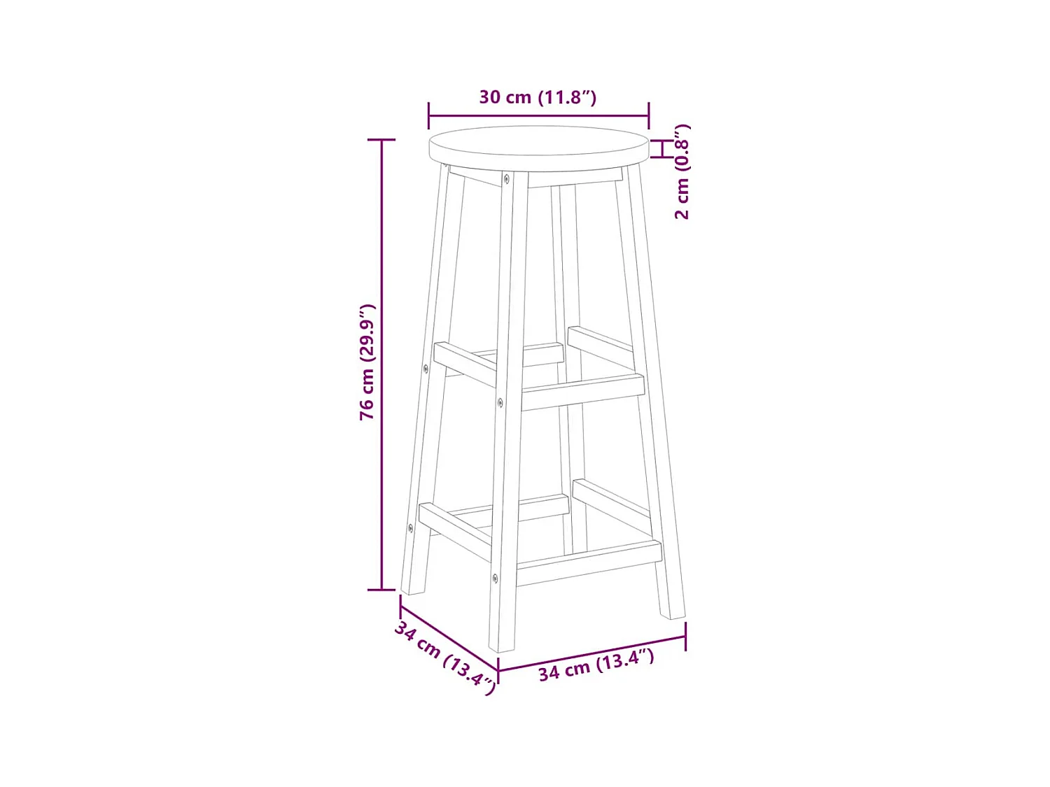 Set di 6 sgabelli da bar in legno massello di acacia