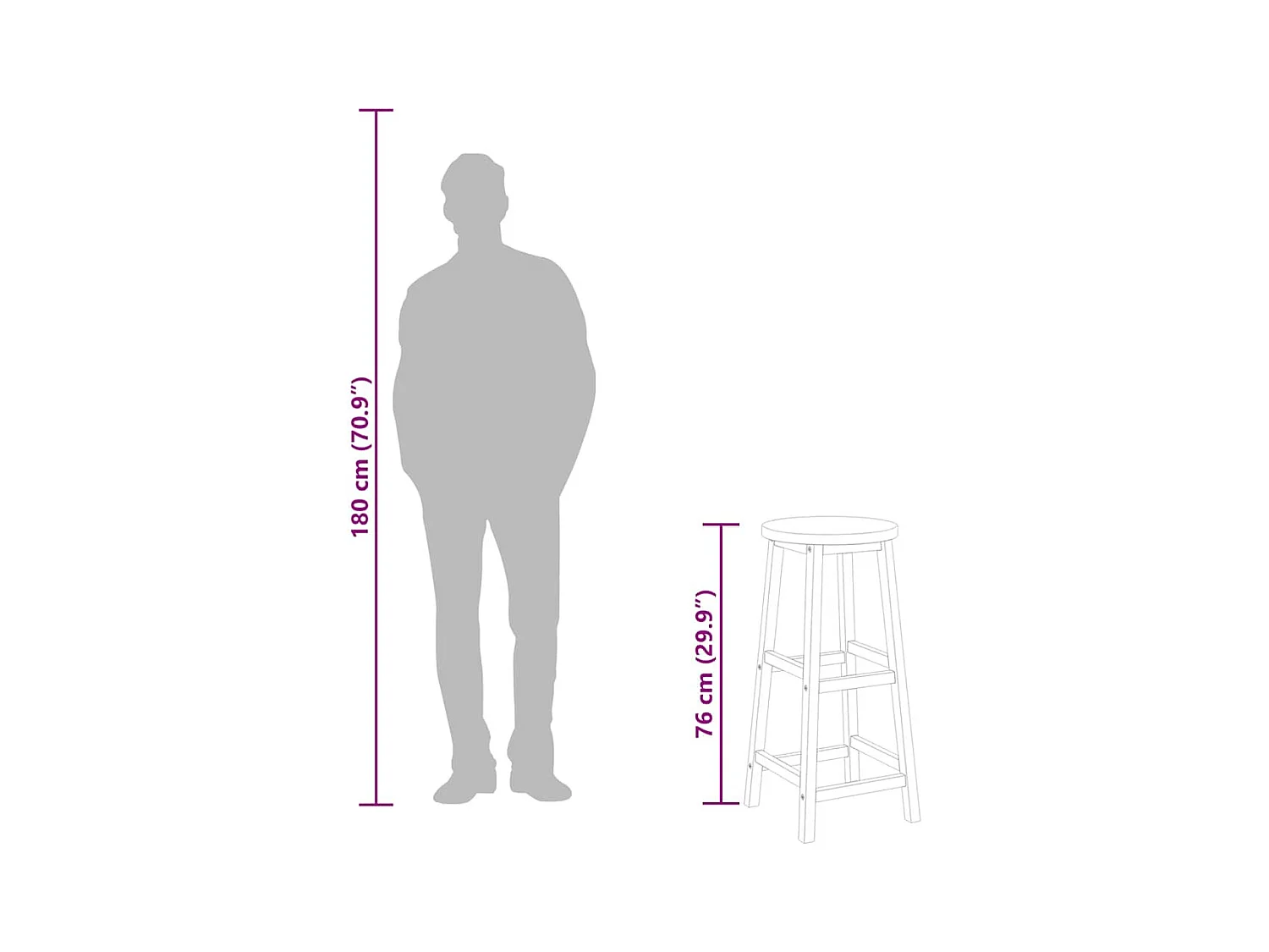 Set di 6 sgabelli da bar in legno massello di acacia