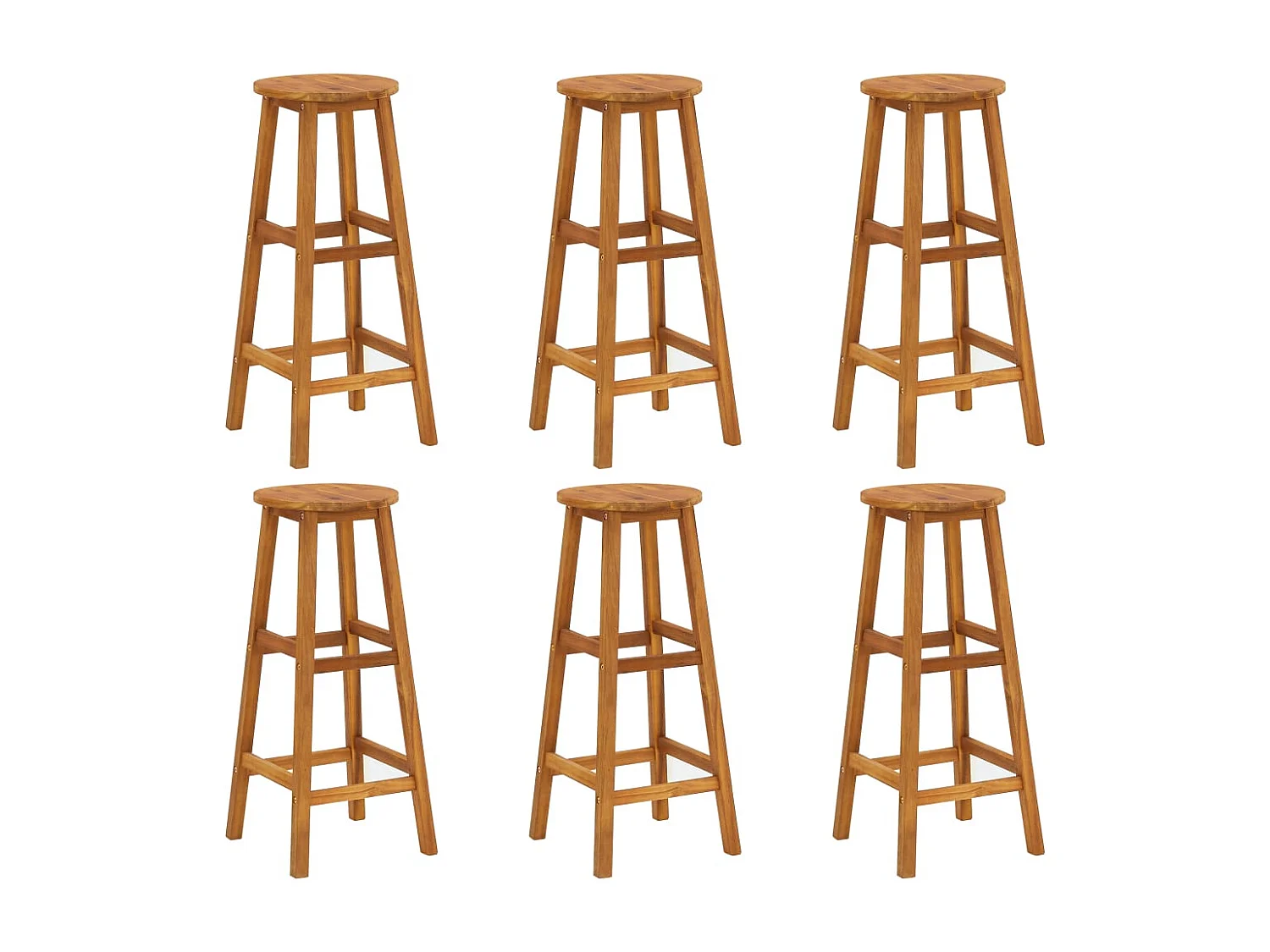 Tabourets de bar lot de 6 bois d'acacia solide