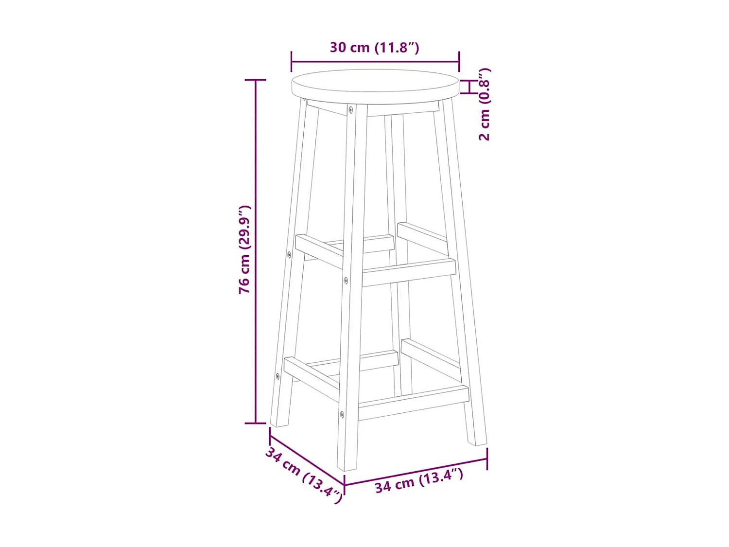 Tabourets de bar lot de 6 bois d'acacia solide