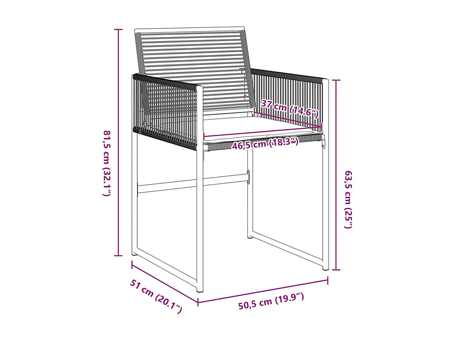 Set da pranzo da giardino da 5 pezzi con cuscini in polyrattan nero