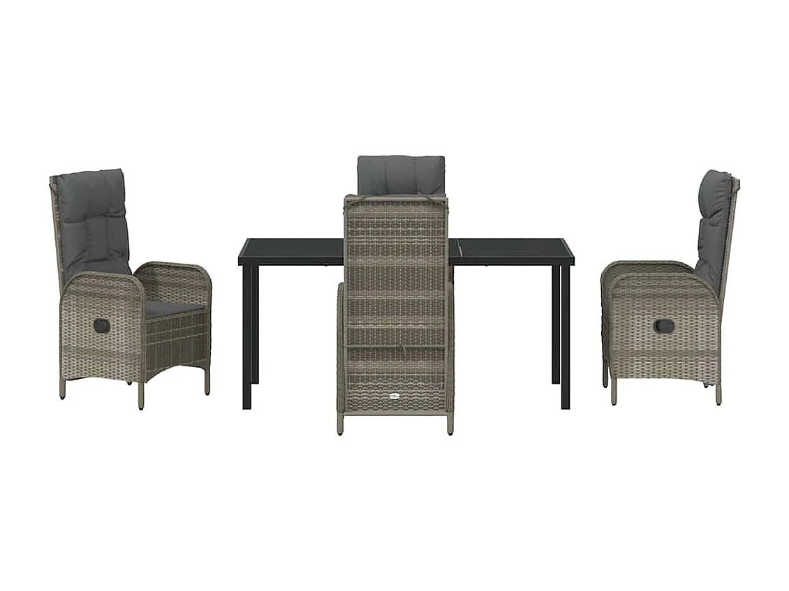 Set de salle à manger de jardin 5 pièces Gris Rotin Poly