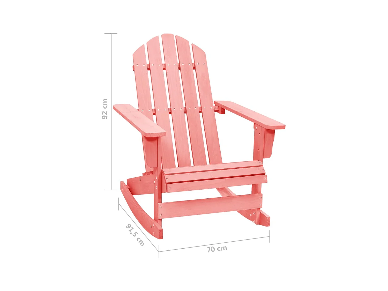 Chaise à bascule de jardin Adirondack bois de sapin massif rose