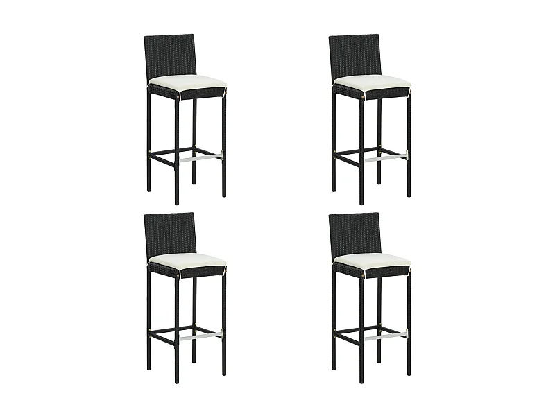 Tabourets de bar de jardin et coussins lot de 4 résine tressée