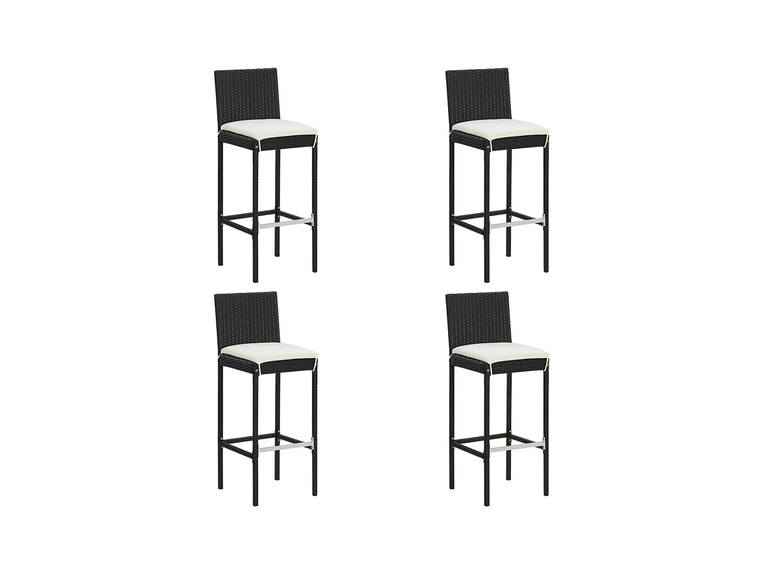 Tabourets de bar de jardin et coussins lot de 4 résine tressée