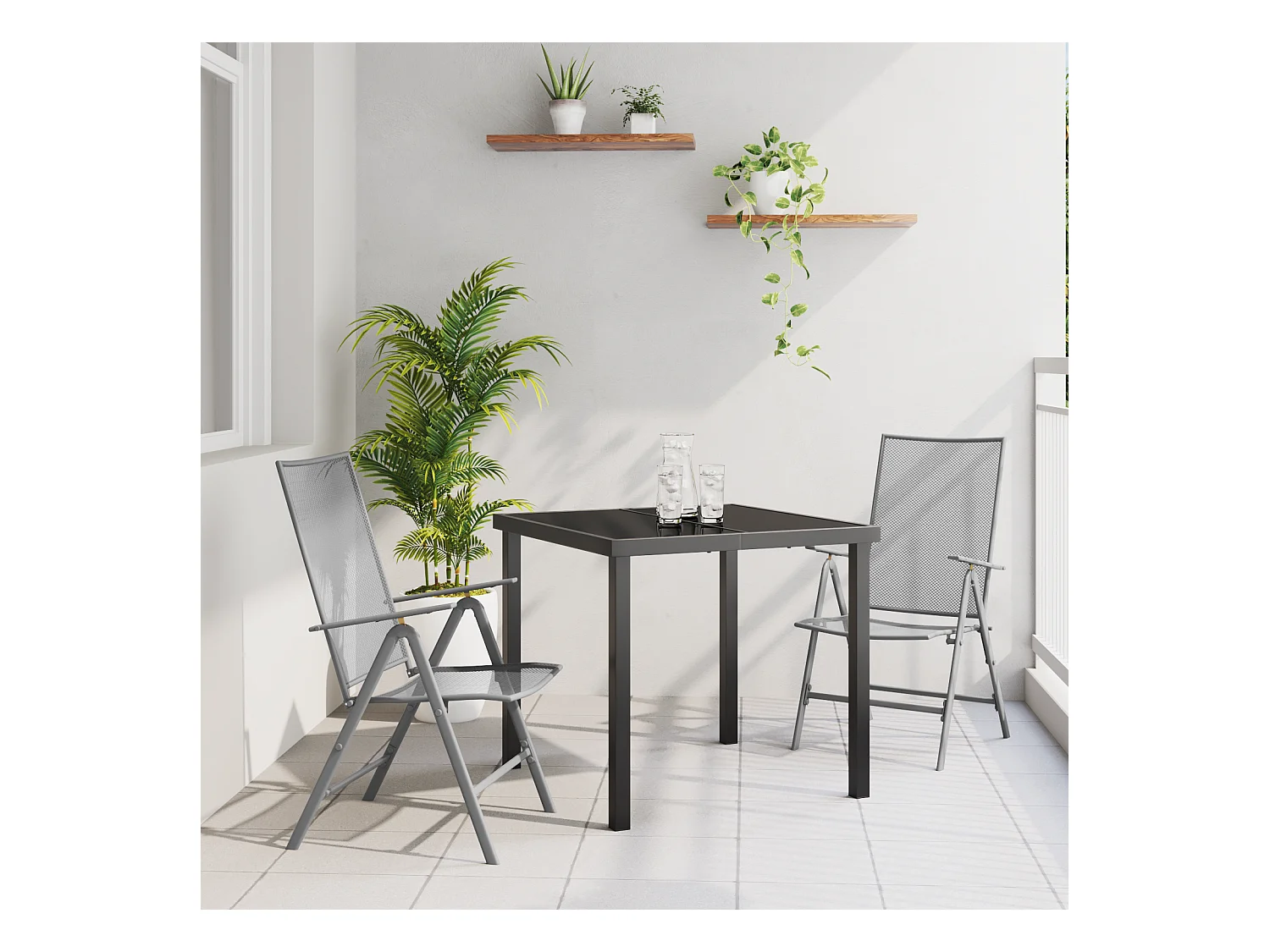 Set da pranzo da giardino 3 pezzi in acciaio antracite