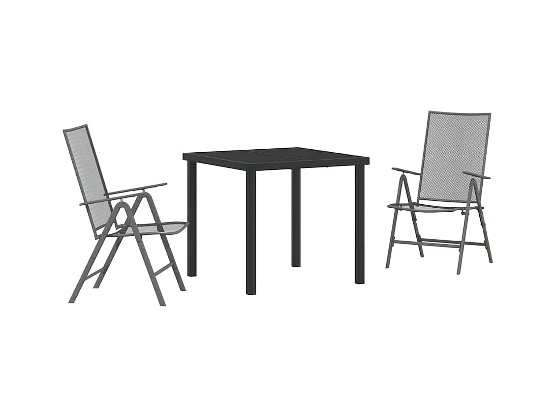 Set da pranzo da giardino 3 pezzi in acciaio antracite
