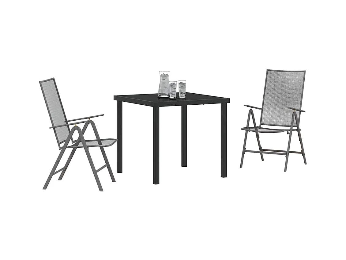 Set da pranzo da giardino 3 pezzi in acciaio antracite