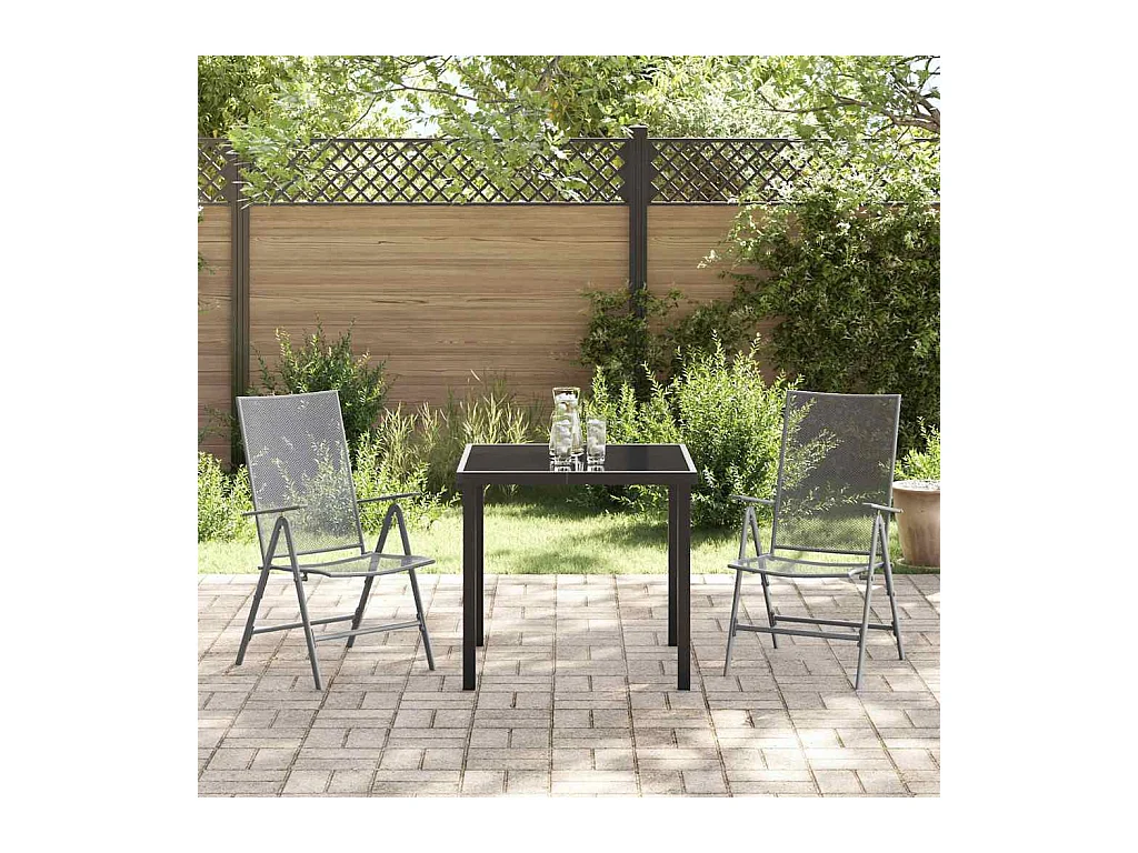 Set da pranzo da giardino 3 pezzi in acciaio antracite