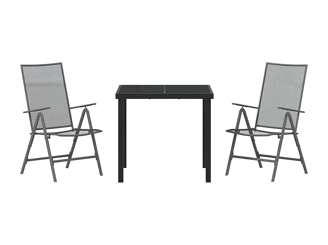 Set da pranzo da giardino 3 pezzi in acciaio antracite