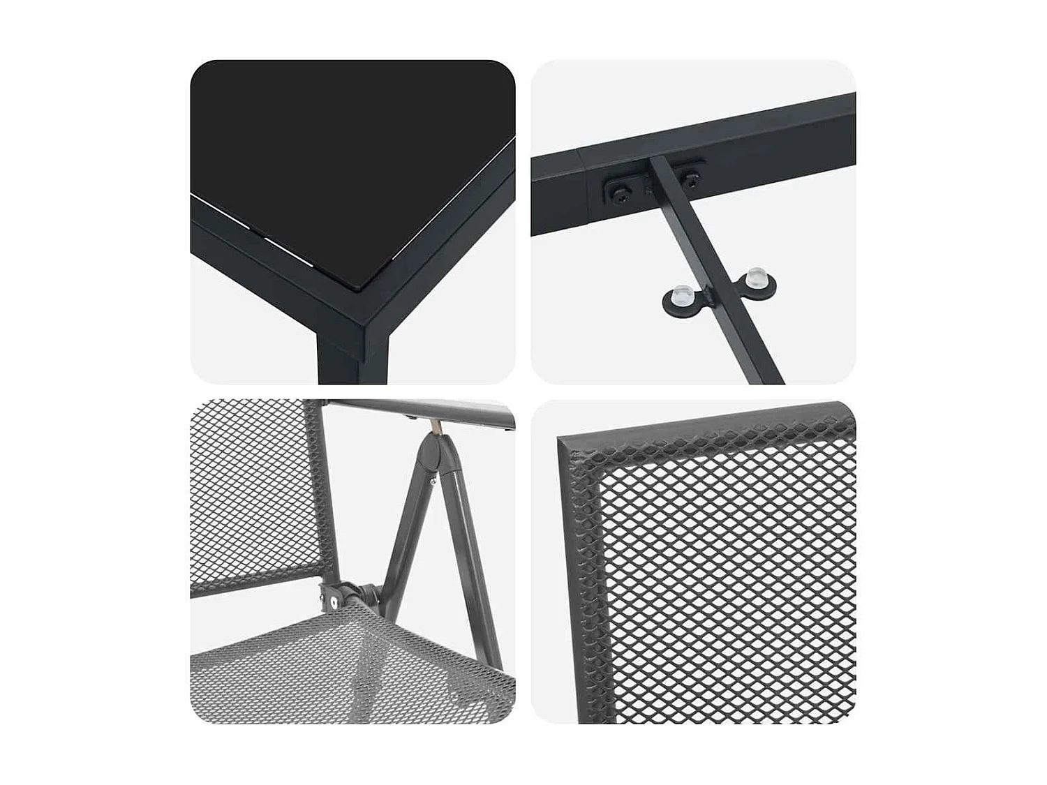 Set da pranzo da giardino 3 pezzi in acciaio antracite