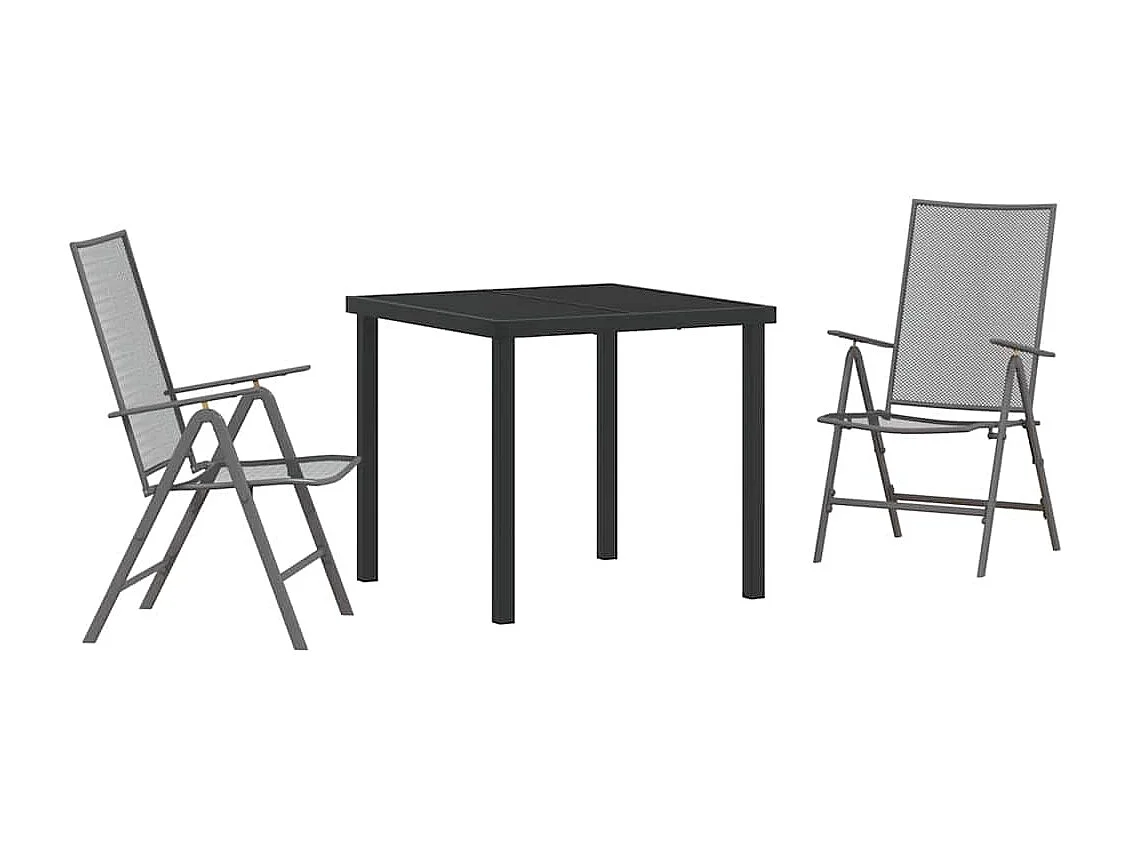 3-delige tuinset in antraciet staal