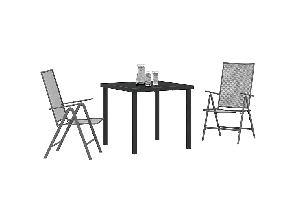 Ensemble de salle à manger de jardin 3 pièces acier anthracite