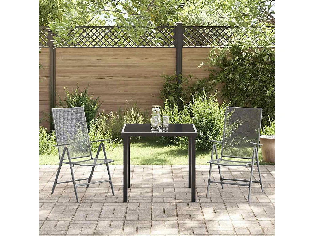 Ensemble de salle à manger de jardin 3 pièces acier anthracite
