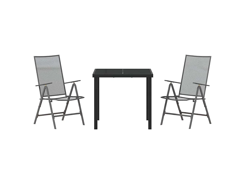 Ensemble de salle à manger de jardin 3 pièces acier anthracite