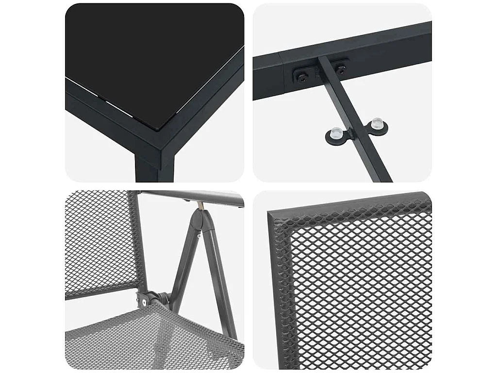 Ensemble de salle à manger de jardin 3 pièces acier anthracite