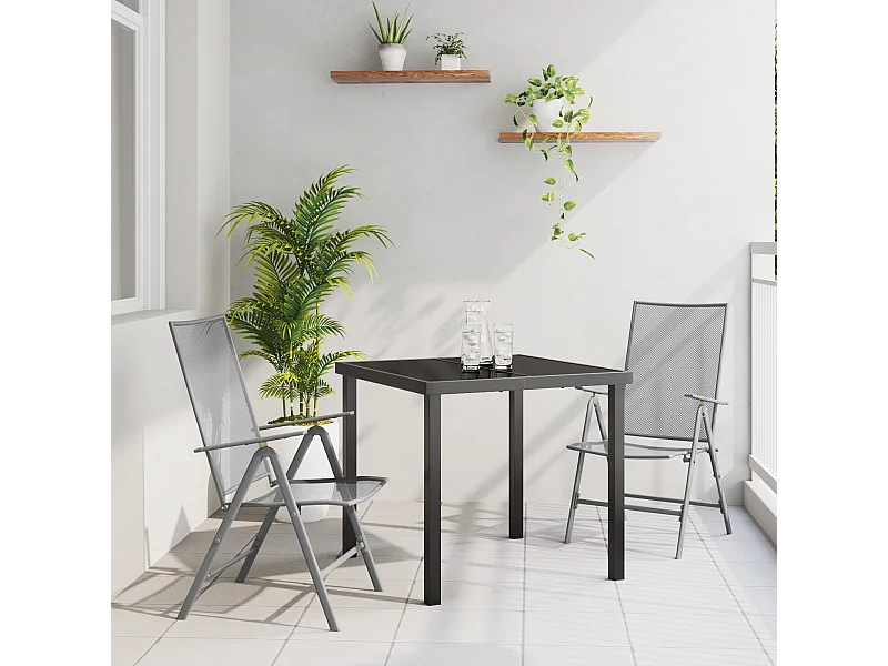 Ensemble de salle à manger de jardin 3 pièces acier anthracite