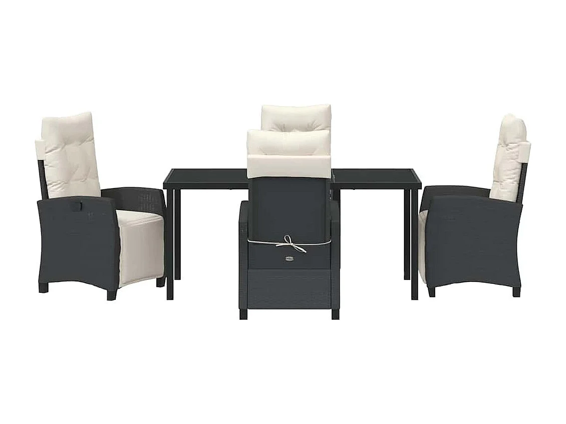 Ensemble de 5 pièces de salle à manger de jardin en rotin poly noir