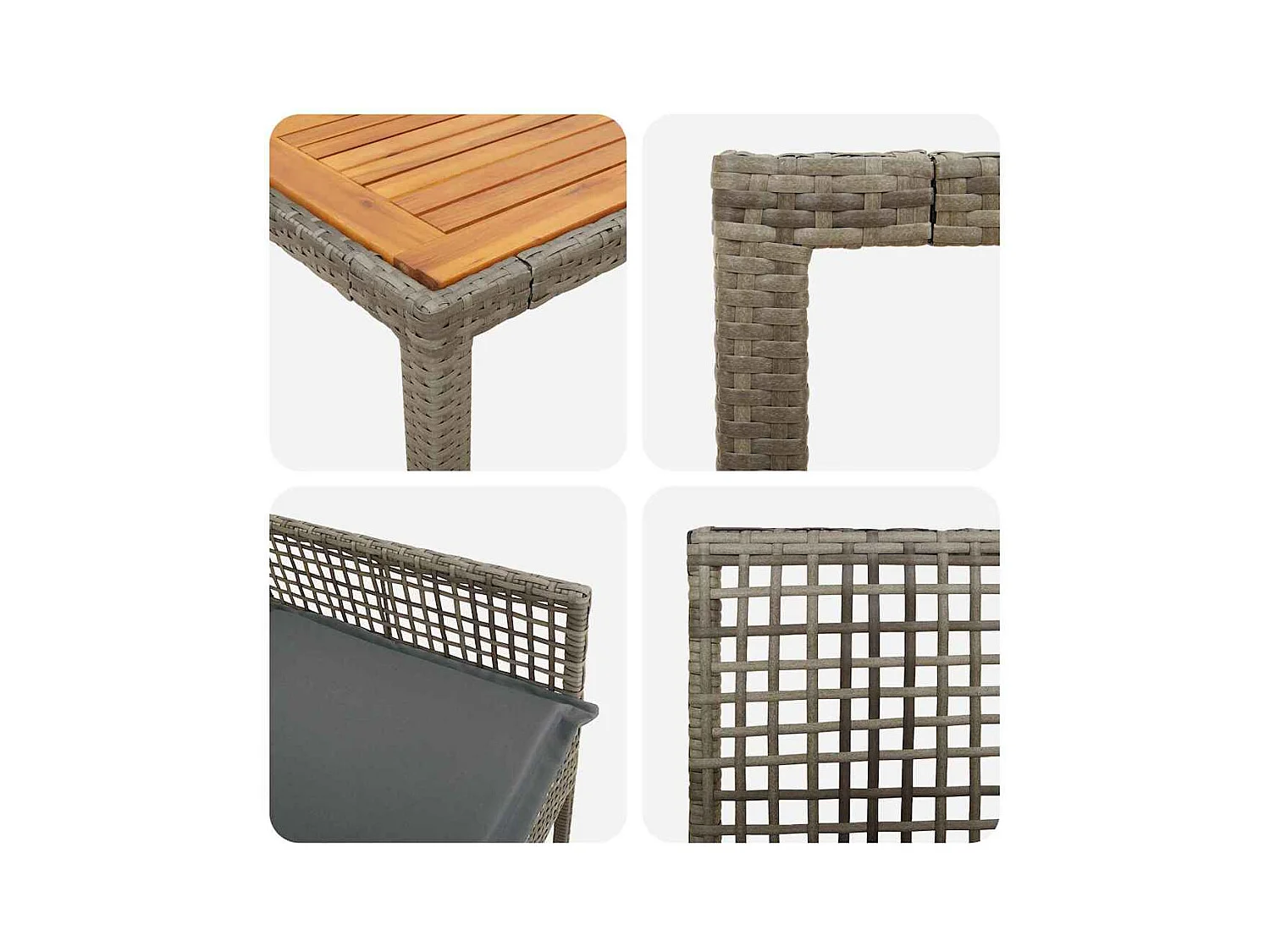 Set da pranzo da giardino 3 pezzi con cuscini grigi in rattan sintetico