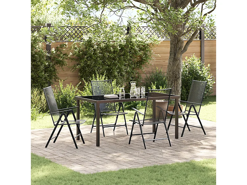 Set da pranzo da giardino 5 pezzi in acciaio antracite