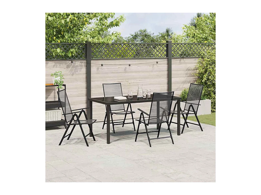 Set da pranzo da giardino 5 pezzi in acciaio antracite