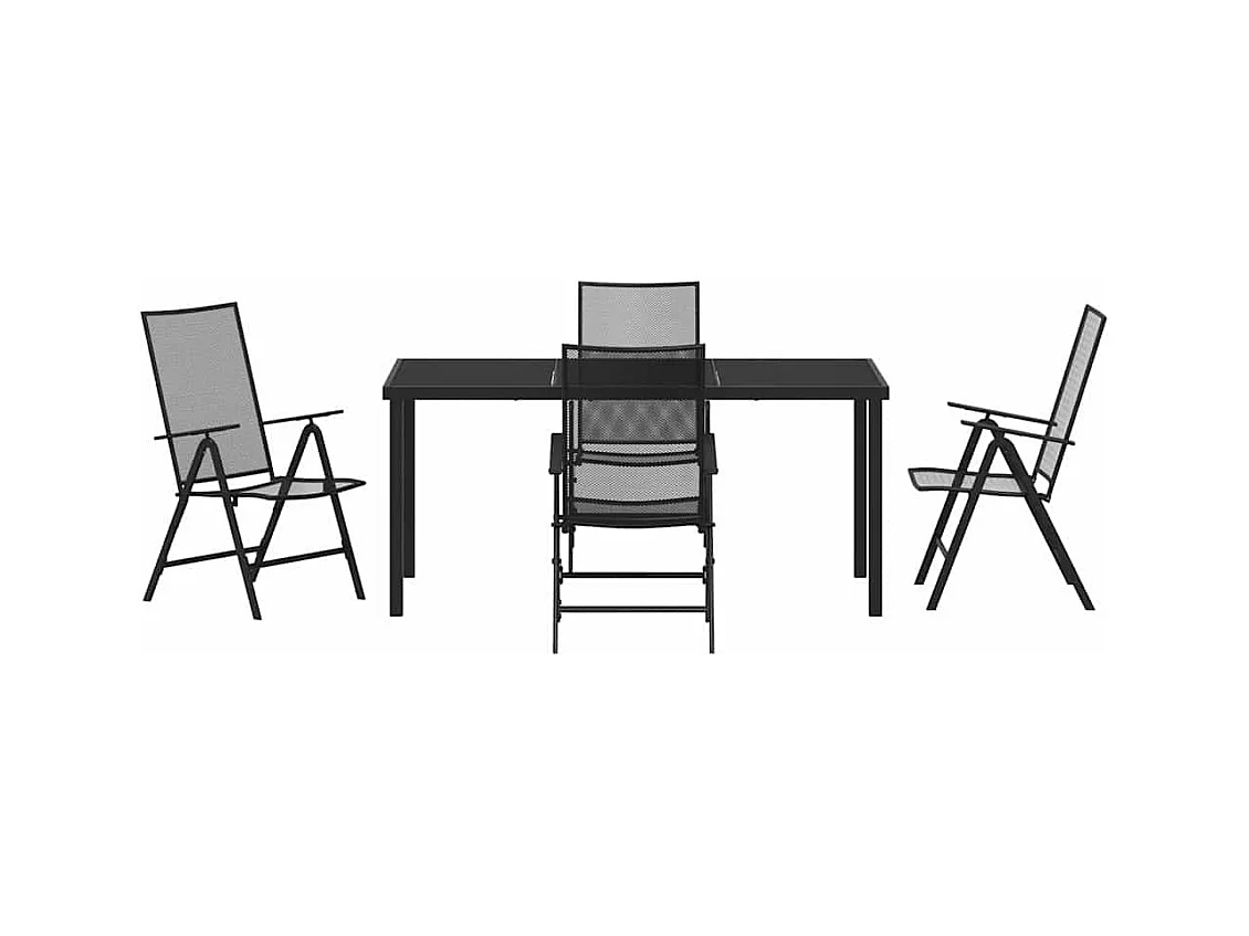 Set da pranzo da giardino 5 pezzi in acciaio antracite