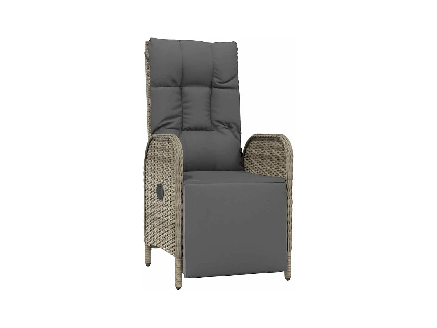 Set da pranzo da giardino 3 pezzi con cuscini in polyrattan grigio