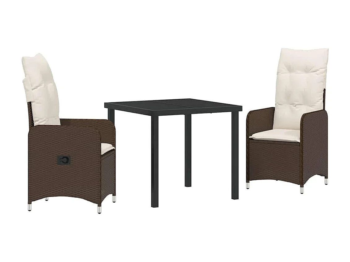 3-delige tuinset met bruine polyrotan kussens