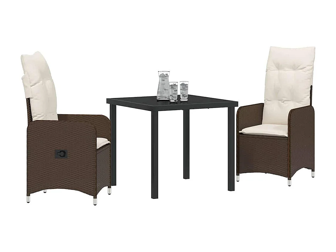 3-delige tuinset met bruine polyrotan kussens