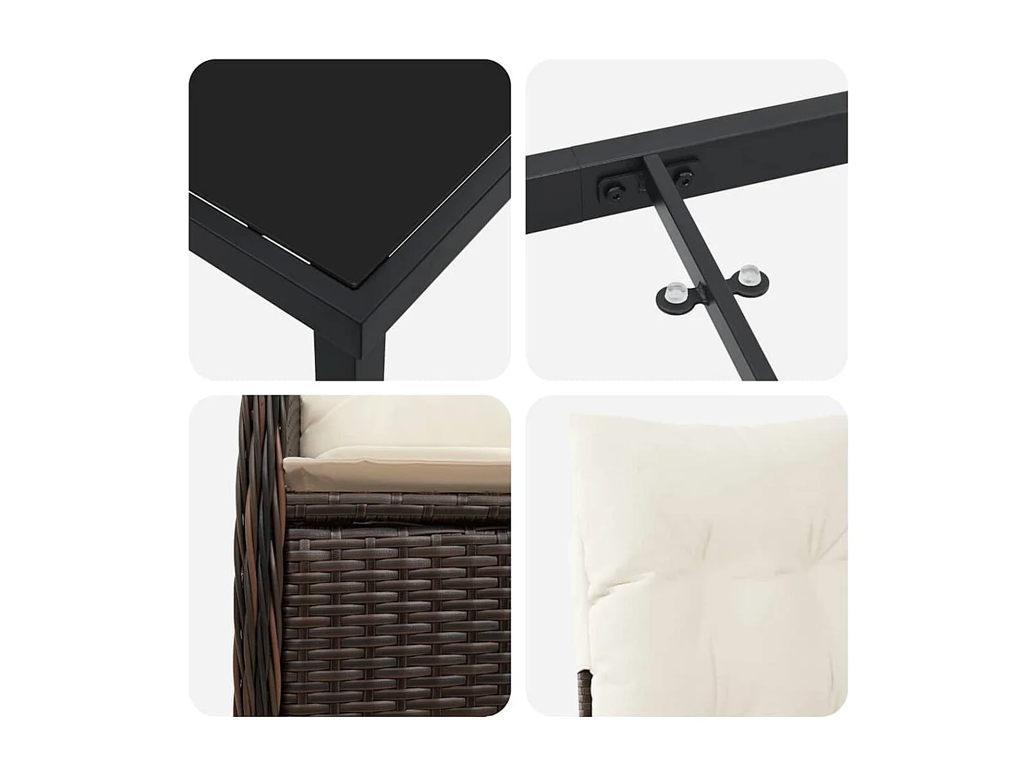 3-delige tuinset met bruine polyrotan kussens